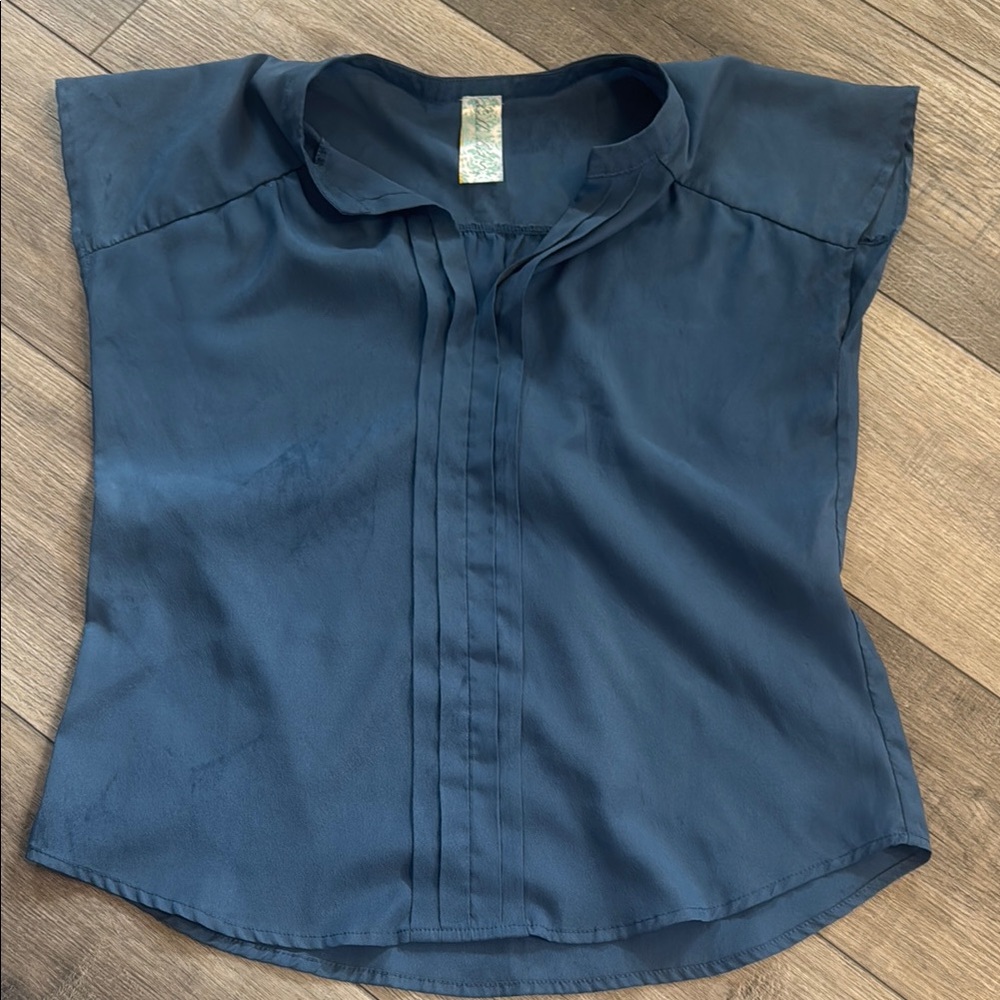 Blue Short Sleeve Blouse